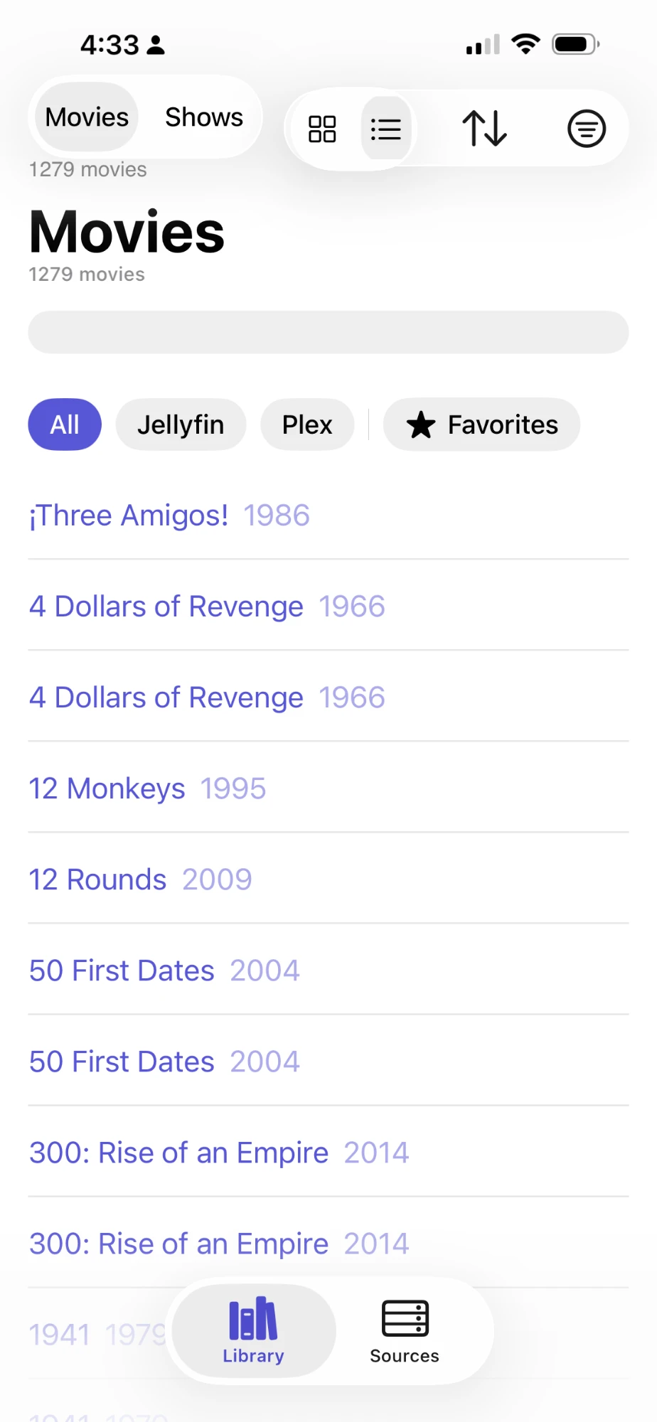 Reel Radar on iPhone: the Movies list